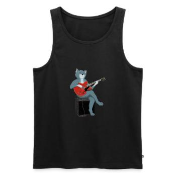 CAT PLAYS THE BLUES - cat playing guitar - Men's Premium Organic Tank Top - black - Front - Michal (187cm)