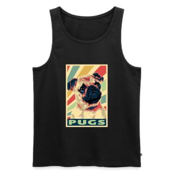 Pugs colores vintage - Débardeur bio Premium Homme - noir - Devant - Michal (187cm)