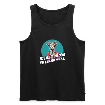 Bis zur ersten Ziege war ich ganz normal - Männer Premium Bio Tank Top - Schwarz - Vorne - AI Model Male 178 light (178cm)