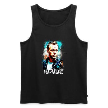 hero,nawalny,graffiti,flagge,russland - Männer Premium Bio Tank Top - Schwarz - Vorne - AI Model Male 178 light (178cm)