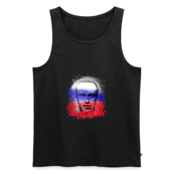 Liberté,Rebelle,Russie,Drapeau - Débardeur bio Premium Homme - noir - Devant - Michal (187cm)