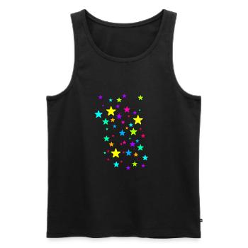 Bunte Sterne, Sterne,Stern, blau, gelb,pink, grün - Männer Premium Bio Tank Top - Schwarz - Vorne - AI Model Male 178 light (178cm)