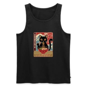 Cat Ramen Noodle Japanese Ramen Kawaii Cat - Men's Premium Organic Tank Top - black - Front - AI Model Male 178 light (178cm)