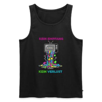 German TV - No reception, no loss - Men's Premium Organic Tank Top - black - Front - AI Model Male 178 light (178cm)