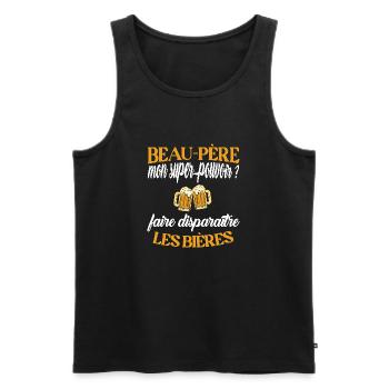 Beau-père t-shirt bière humoristique homme - Débardeur bio Premium Homme - noir - Devant - Michal (187cm)