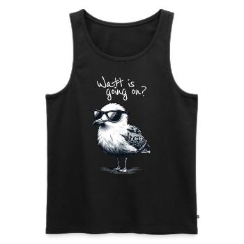 Watt is going on Coole Möwe Nordsee Spruch - Men's Premium Organic Tank Top - black - Front - AI Model Male 178 light (178cm)