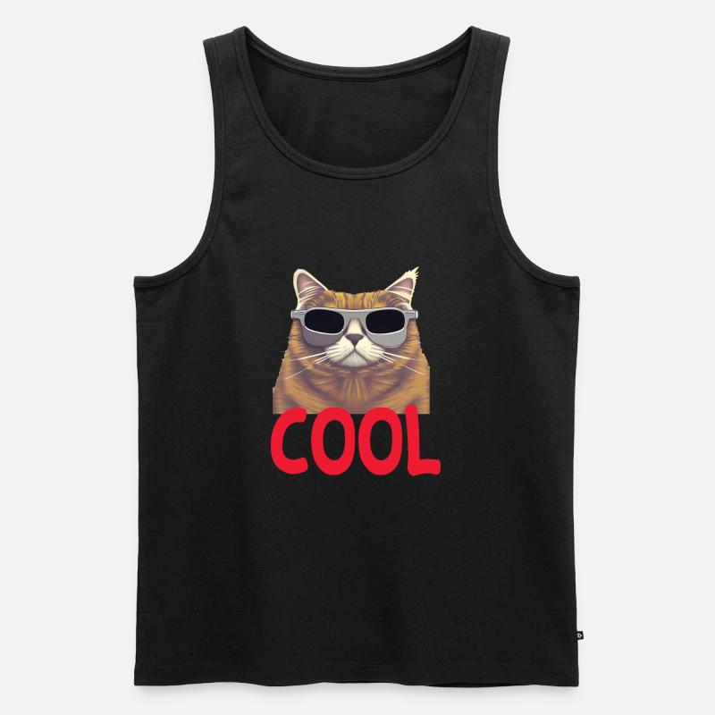 Cool Katze - Cool Cat - Männer Premium Bio Tank Top - Schwarz
