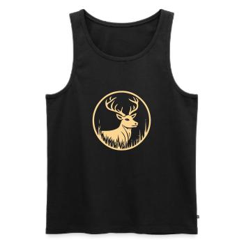 Der Stolze Waldhirsch - Männer Premium Bio Tank Top - Schwarz - Vorne - Michal (187cm)