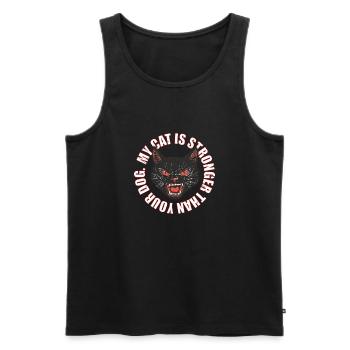 Mon chat est plus fort que votre chien - Débardeur bio Premium Homme - noir - Devant - AI Model Male 178 light (178cm)