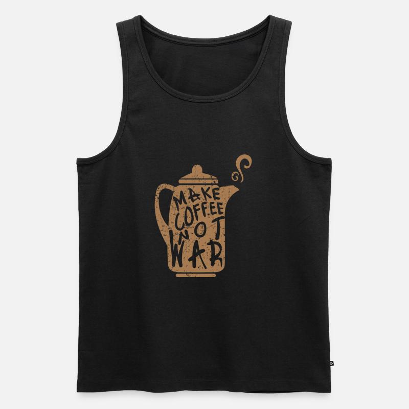 Make coffee not war - Männer Premium Bio Tank Top - Schwarz
