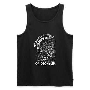 My Body Is A Temple Of Dionysus - Freude Alkohol - Männer Premium Bio Tank Top - Schwarz - Vorne - AI Model Male 178 light (178cm)