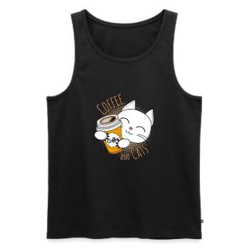Coffee and cats, coffee and cats, coffee, cat - Men's Premium Organic Tank Top - black - Front - AI Model Male 178 light (178cm)