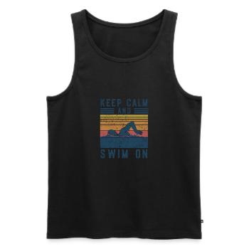 Vintage Keep Calm and Swim On Natation Cadeau - Débardeur bio Premium Homme - noir - Devant - Michal (187cm)