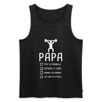 Papa musclé musculation fête des pères muscu - Débardeur bio Premium Homme - noir - Devant - Michal (187cm)