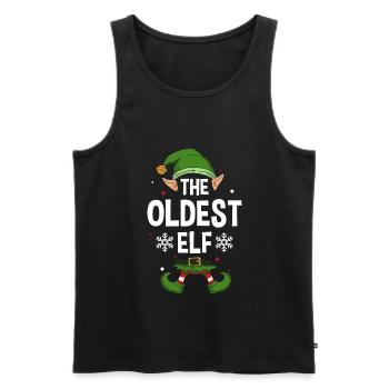 Le plus ancien groupe familial elfe correspondant à Noël - Débardeur bio Premium Homme - noir - Devant - AI Model Male 178 light (178cm)
