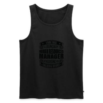 Legendärer HR-Manager In Aller Munde - Männer Premium Bio Tank Top - Schwarz - Vorne - Michal (187cm)