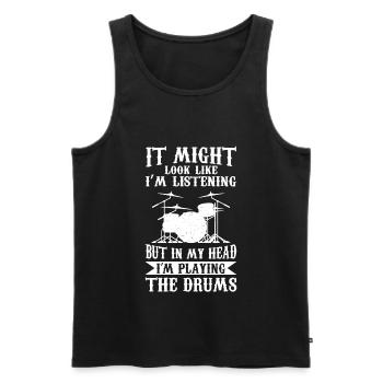 Cool drums musician drummer gift - Men's Premium Organic Tank Top - black - Front - AI Model Male 178 light (178cm)