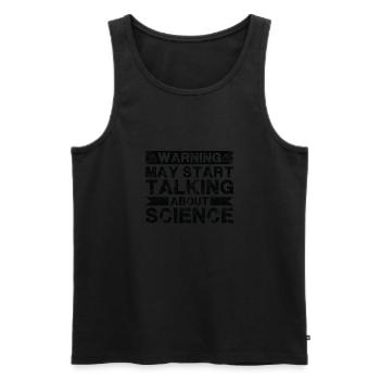 L’avertissement peut commencer à parler de science - Débardeur bio Premium Homme - noir - Devant - Michal (187cm)