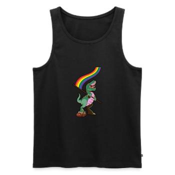 LGBTQ-Flagge - Dinosaurier-Schwuler - Männer Premium Bio Tank Top - Schwarz - Vorne - Michal (187cm)