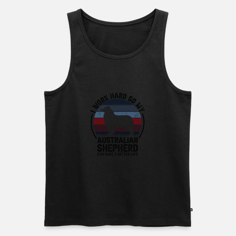 Hart Arbeiten - Retro Australischer Schäferhund - Männer Premium Bio Tank Top - undefined