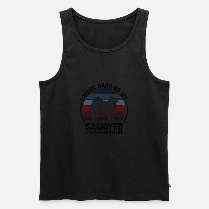 Hart Arbeiten - Retro Samoyed - Männer Premium Bio Tank Top - undefined