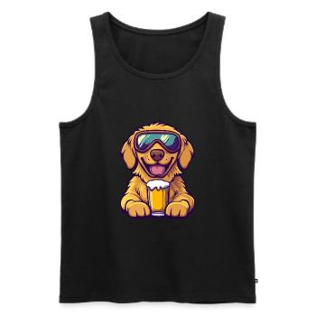 Golden Retriever Hund Apres Ski Bier Comic Lustig - Männer Premium Bio Tank Top - Schwarz - Vorne - Michal (187cm)