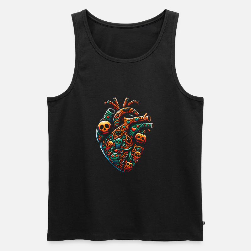 Buntes dekoratives Herz - Männer Premium Bio Tank Top - Schwarz