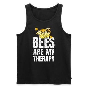 Les abeilles sont ma thérapie Apiculteur Apiculteur - Débardeur bio Premium Homme - noir - Devant - Michal (187cm)