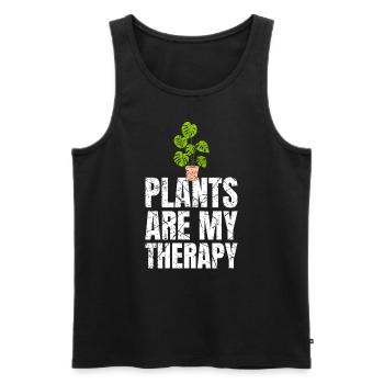 Les plantes sont ma thérapie Jardinage - Débardeur bio Premium Homme - noir - Devant - Michal (187cm)