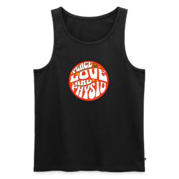 Peace Love and Physio - Men's Premium Organic Tank Top - black - Front - AI Model Male 178 light (178cm)