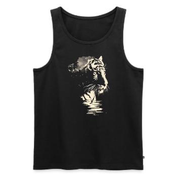 Tiger Wildkatze Jungle - Männer Premium Bio Tank Top - Schwarz - Vorne - AI Model Male 178 light (178cm)