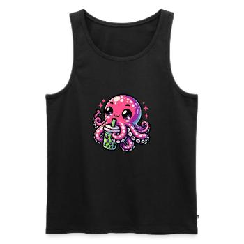 Bubble Tea Poulpe Boba Tea Kawaii Cadeau - Débardeur bio Premium Homme - noir - Devant - Michal (187cm)
