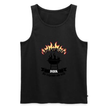 Grillmeister Dirk lustiger Spruch Vorname - Männer Premium Bio Tank Top - Schwarz - Vorne - Michal (187cm)