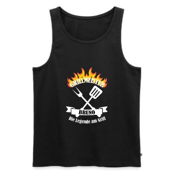 Grillmeister Bruno lustiger Spruch Vorname - Männer Premium Bio Tank Top - Schwarz - Vorne - AI Model Male 178 light (178cm)