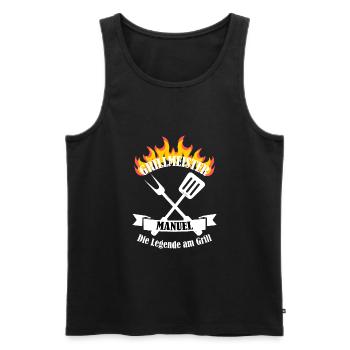 Grillmeister Manuel lustiger Spruch Vorname - Männer Premium Bio Tank Top - Schwarz - Vorne - Michal (187cm)
