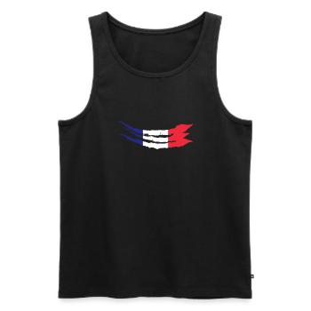 Drapeau de la France Look utilisé Drapeau de la France - Débardeur bio Premium Homme - noir - Devant - AI Model Male 178 light (178cm)