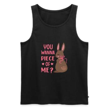 Vous voulez me morceau de lapin en chocolat du jour de Pâques - Débardeur bio Premium Homme - noir - Devant - Michal (187cm)