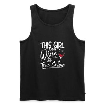 This Girl runs on Wine and True Crime Funny Saying - Männer Premium Bio Tank Top - Schwarz - Vorne - AI Model Male 178 light (178cm)