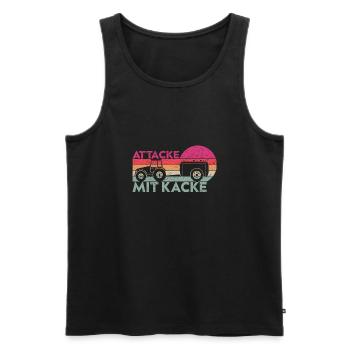 Attacke mit Kacke Lustig Bauer und Landwirt Spruch - Männer Premium Bio Tank Top - Schwarz - Vorne - Michal (187cm)