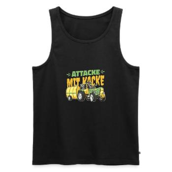 Attacke mit Kacke Lustig Bauer und Landwirt Spruch - Männer Premium Bio Tank Top - Schwarz - Vorne - Michal (187cm)