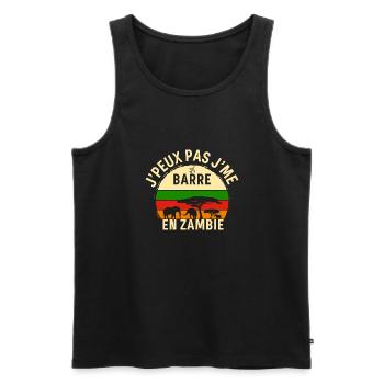 J peux pas j me barre En Zambie - Débardeur bio Premium Homme - noir - Devant - Michal (187cm)