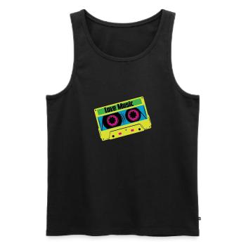 Musique d’amour - Cassette - Débardeur bio Premium Homme - noir - Devant - AI Model Male 178 light (178cm)