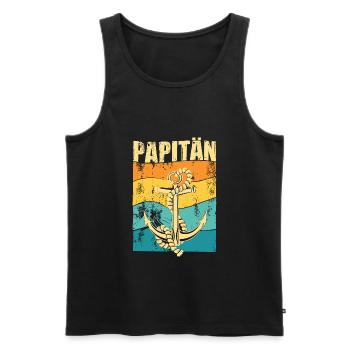 PAPITÄN - Retro Anker - Geschenkidee Papa - Männer Premium Bio Tank Top - Schwarz - Vorne - Michal (187cm)