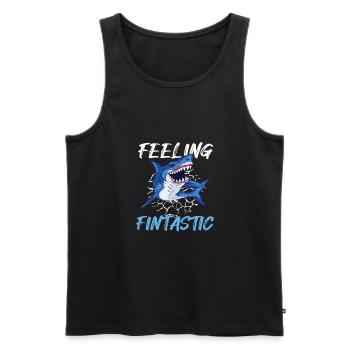 Fintastic Haifisch Lustig - Männer Premium Bio Tank Top - Schwarz - Vorne - Michal (187cm)
