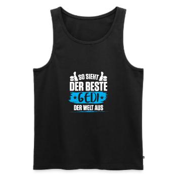 Göd Taufged - So Sieht Der beste Gedi Der Welt Aus - Männer Premium Bio Tank Top - Schwarz - Vorne - Michal (187cm)