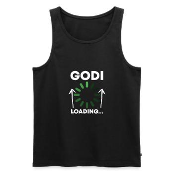 Godi Loading... Taufgodi Fragen - Männer Premium Bio Tank Top - Schwarz - Vorne - Michal (187cm)