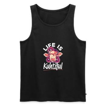Life Is KUHtiful Coole Kuh - Männer Premium Bio Tank Top - Schwarz - Vorne - Michal (187cm)