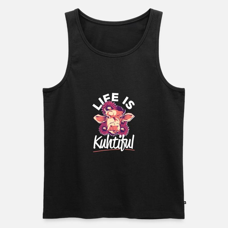 Life Is KUHtiful Coole Kuh - Männer Premium Bio Tank Top - Schwarz