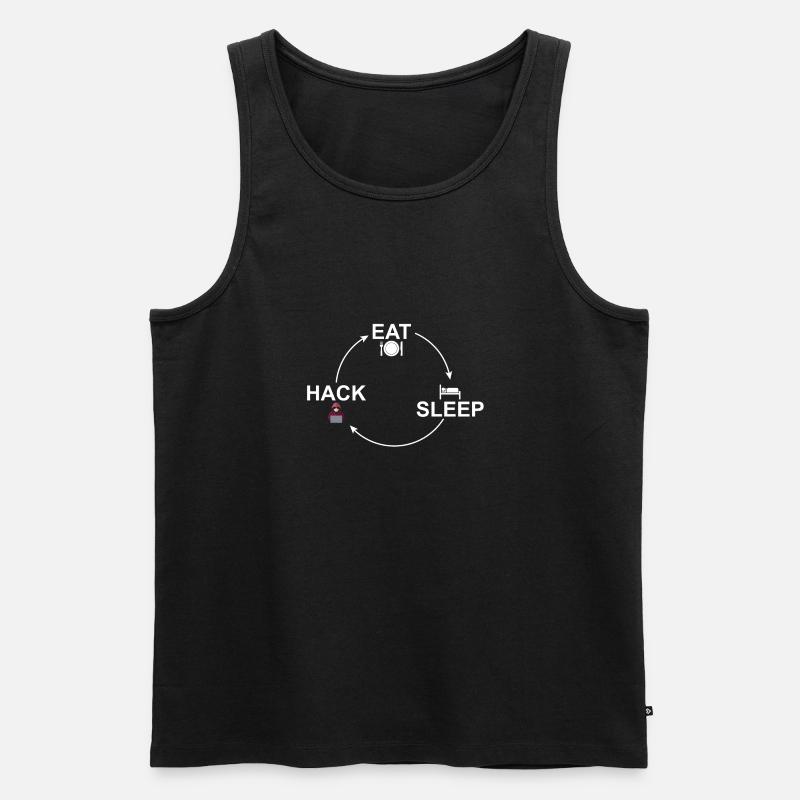 Kreislauf: Eat-Sleep-Hack Hacker Hacken 24/7 - Männer Premium Bio Tank Top - Schwarz