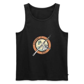keep it reel real angeln fischen angelrute - Männer Premium Bio Tank Top - Schwarz - Vorne - AI Model Male 178 light (178cm)